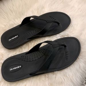 OKABASHI Splash Flip Flop Black Thong Sandals Slides Sz L 9 9.5 to 10.5 Large